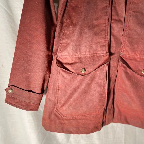 Womens Moorcroft Jacket + Hood SMALL Red Burgundy Outerwear Chore Wax Canvas NEW - Picture 4 of 16